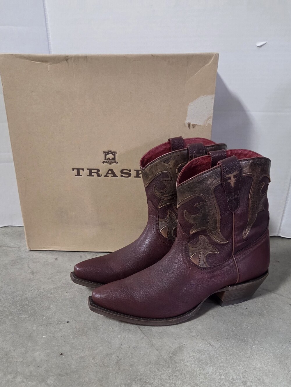 H.S. Trask Laurel Western Boots Women 11 Oxblood Bronze Leather Cowboy WORN ONCE